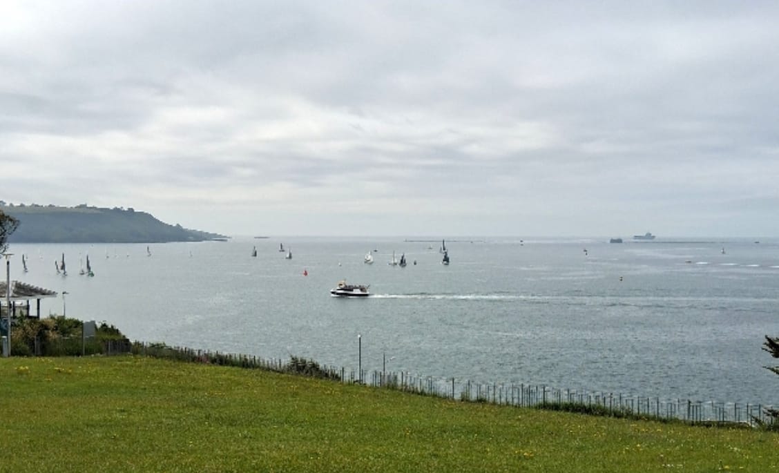 Ships and yachts on a busy weekend in the Sound