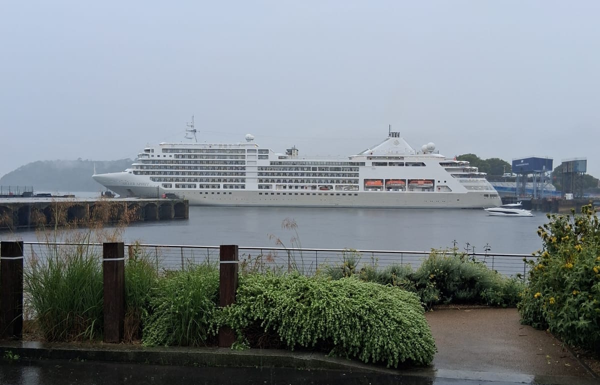 Oh dear - a very wet visit for luxury cruise ship passengers