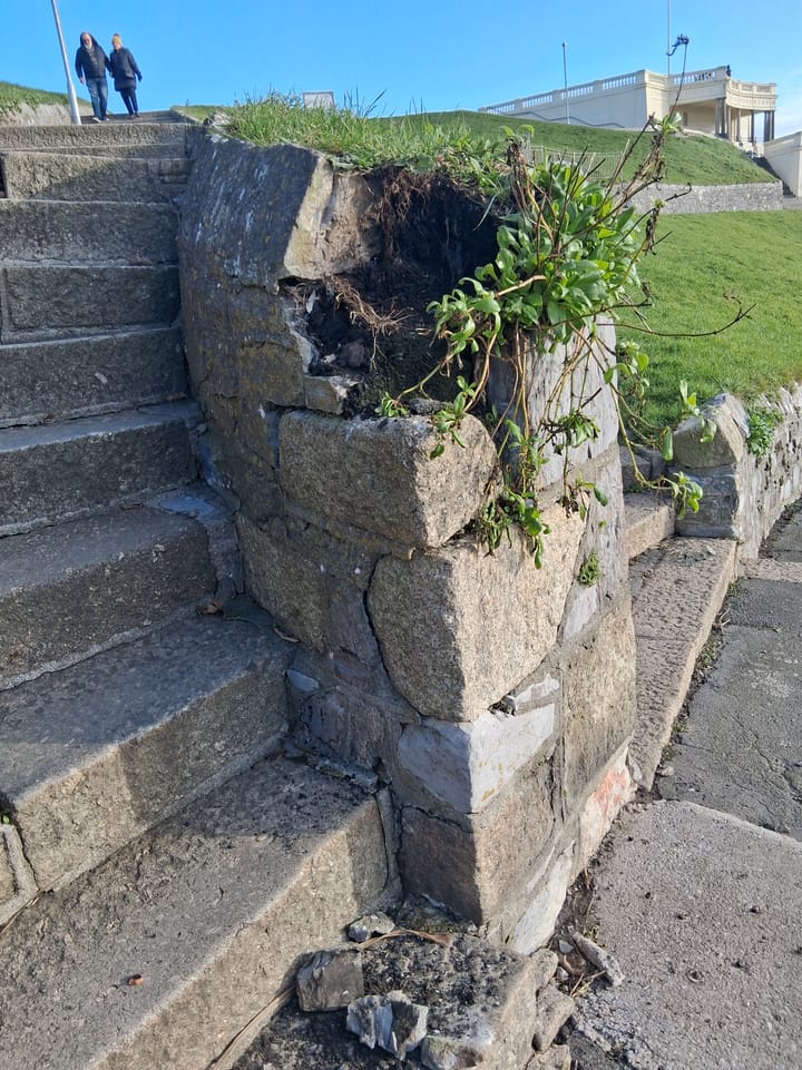 Man injured in Plymouth Hoe fall. Questions about emergency call system - and about maintenance....